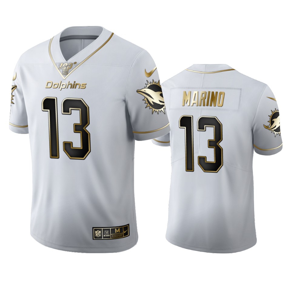 Miami Dolphins #13 Dan Marino Men Nike White Golden Edition Vapor Limited NFL 100 Jersey->miami dolphins->NFL Jersey